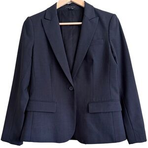 THEORY Wool Blend Gray Preppy Formal Career Business Casual Structured Blazer 8